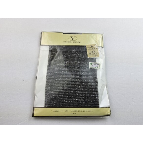 Vtg Valentino Garavani Textured Metallic Stripe Pantyhose Japan Size L - Picture 1 of 4